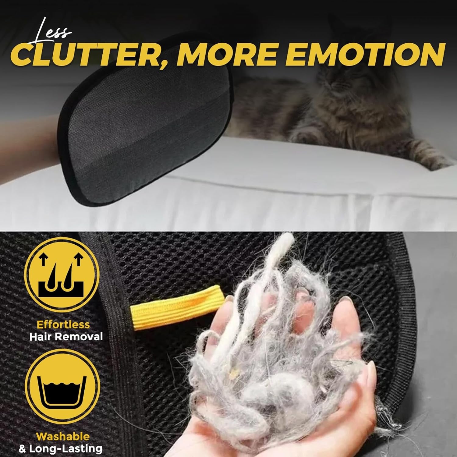 Pet Hair Removal Glove for Cats & Dogs, Reusable Magic Brush, Pet Hair Remover for Car Seat, Carpet, Couch, Magic Brush for Effortless