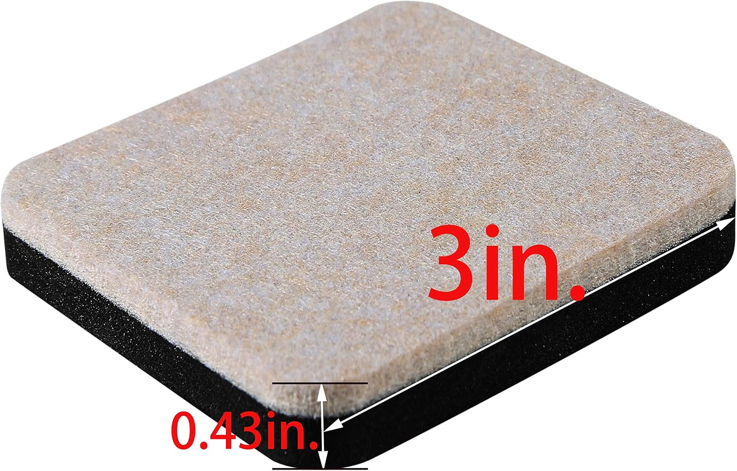 20 Pack 3In.Square Felt Sliders for Hard Surfaces - Heavy Duty Furniture Moving Sliders