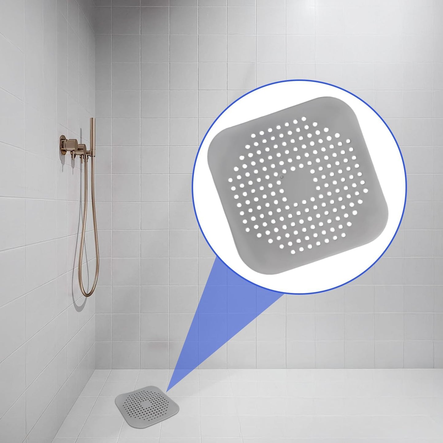 Bathtub Drain Hair Catcher 4 Pack, Silicone Stopper with Suction Cup