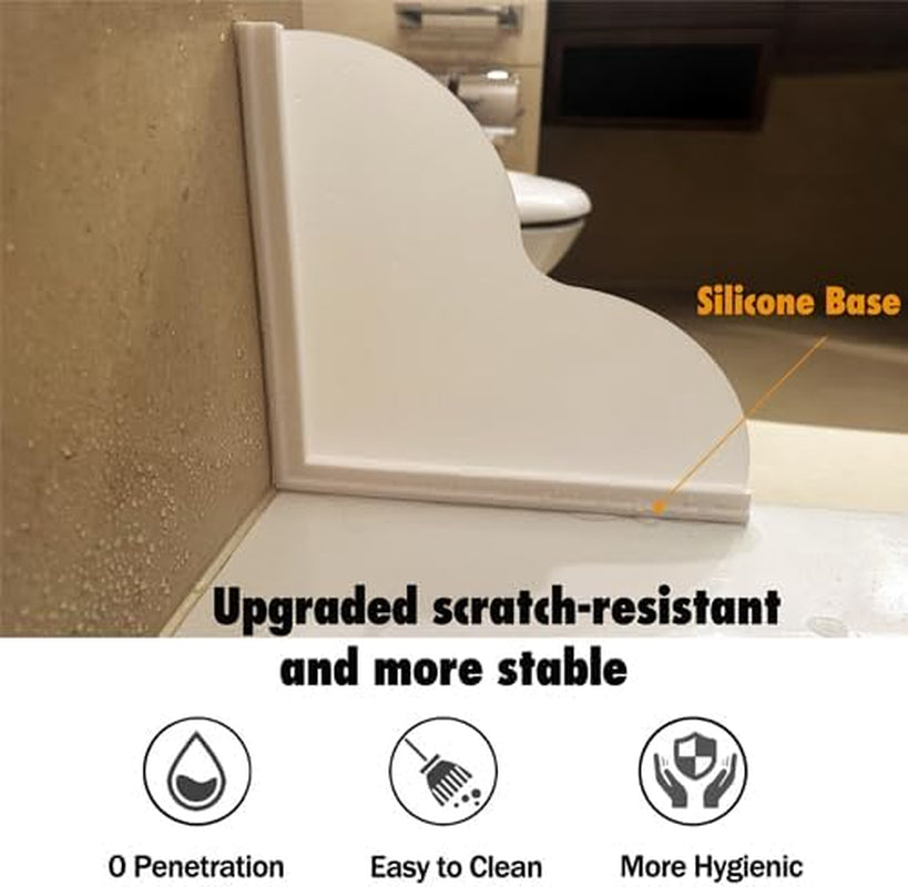 Tub Splash Guard Removable, 2 Pack Bathtub Water Splash Guards,Silicone Base & Acrylic Tub Corner Guards to Keep Water in Tub, Self-Adhesive & Prevent Shower Water from Splashing Out.