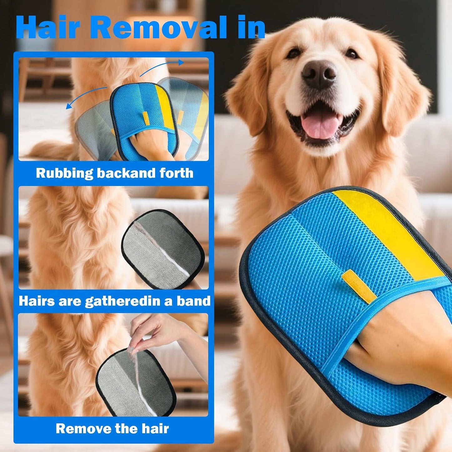 2 Pcs Electrostatic Pet Hair Removal Gloves for Dogs & Cats