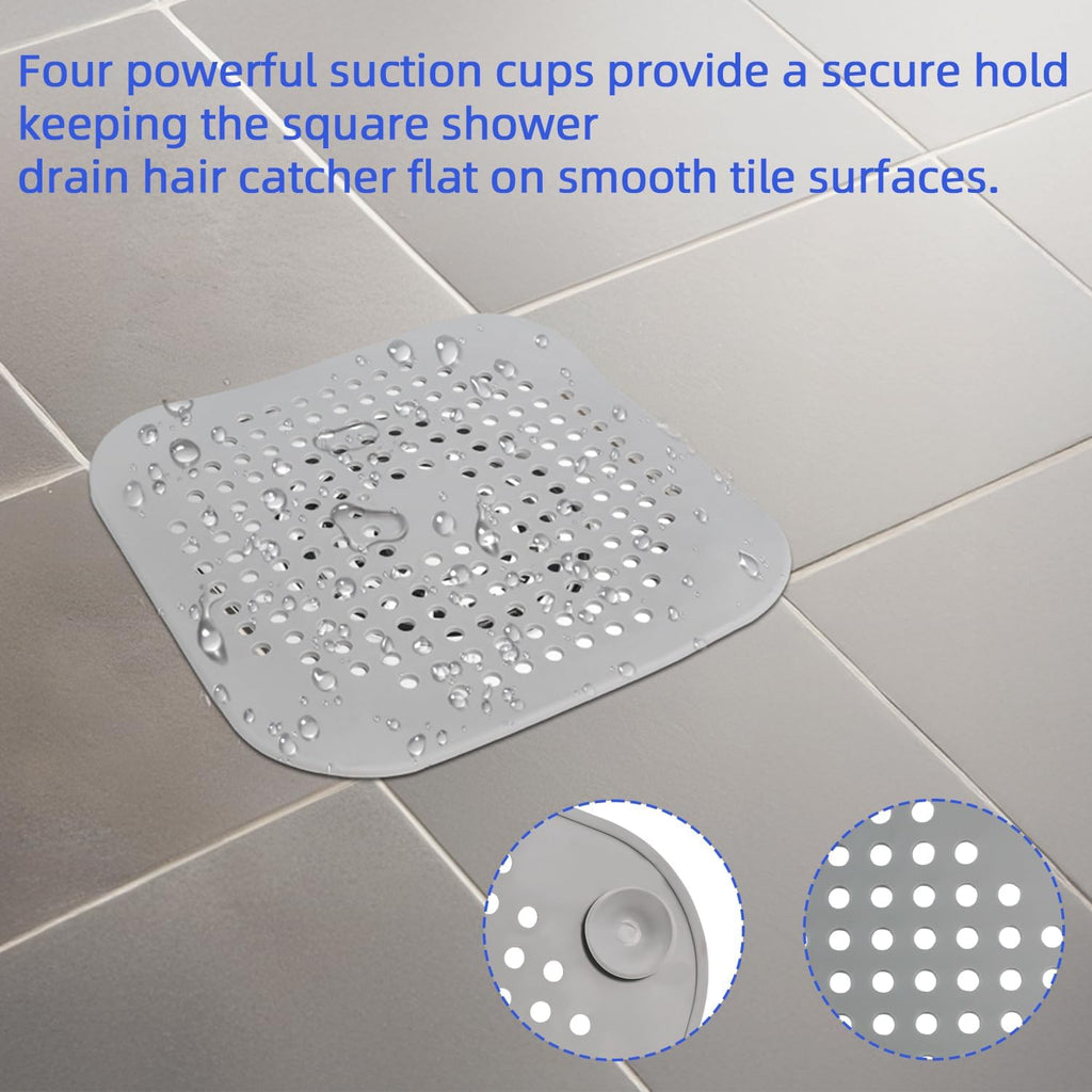 Bathtub Drain Hair Catcher 4 Pack, Silicone Stopper with Suction Cup