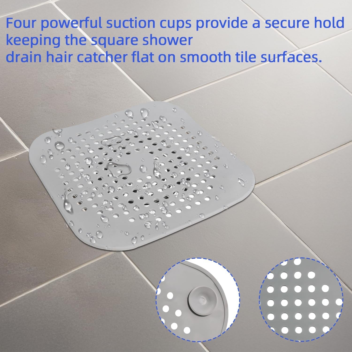 Bathtub Drain Hair Catcher 4 Pack, Silicone Stopper with Suction Cup