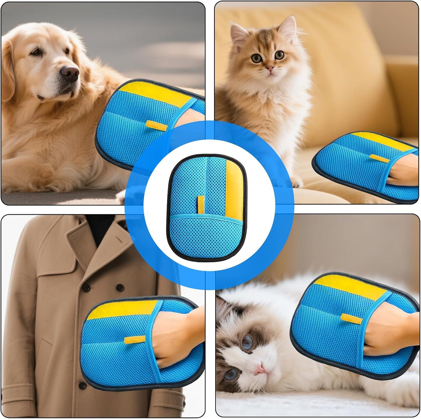 2 Pcs Electrostatic Pet Hair Removal Gloves for Dogs & Cats