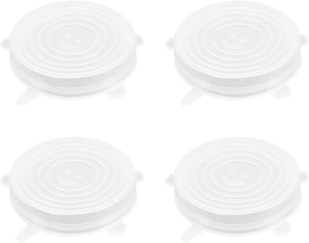 4 Pack 4.5In Reusable Silicone Stretch Lids, Silicone Bowl Covers for Food Storage, Universal Stretchable Lids for Containers Produce, Elastic Expandable Seal Cover, Microwave Freezer Safe