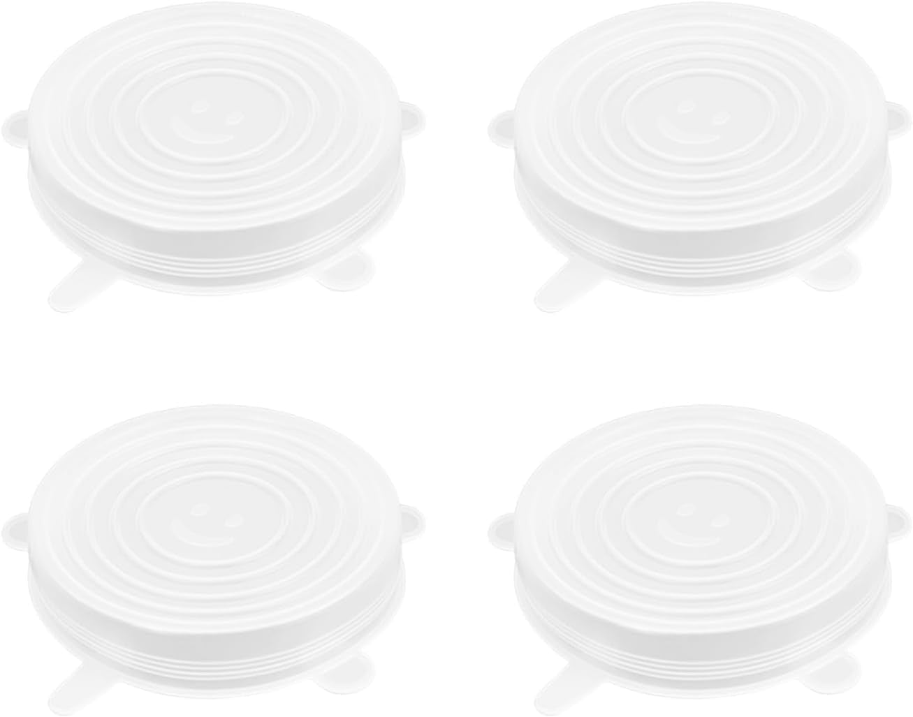 4 Pack 4.5In Reusable Silicone Stretch Lids, Silicone Bowl Covers for Food Storage, Universal Stretchable Lids for Containers Produce, Elastic Expandable Seal Cover, Microwave Freezer Safe
